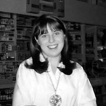 Becky at work at the pharmacy