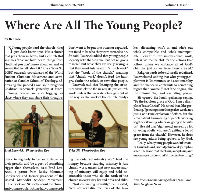 Article from Love Your Neighbor News, 2012